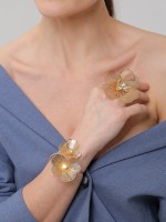 Браслет «Цветок» стразинка, цвет золото