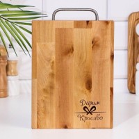 Доска разделочная "Прямоугольник" малая (металлическая ручка) 26х18х1,8 см