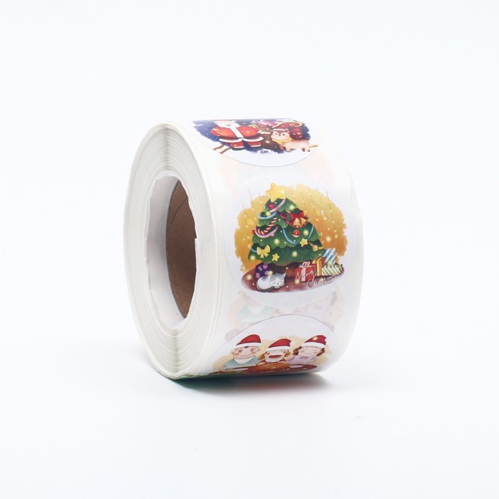 Наклейки   в рулоне "Ночь перед Рождеством", 500 шт,3,8 х 3,8 см