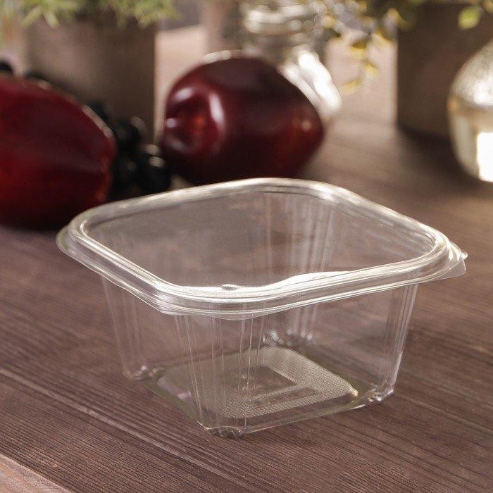 Контейнер одноразовый с неразъёмной крышкой ПР-СК-РГ-500А, 13,7×14,2×6,8 см, прозрачный, 300 шт/уп