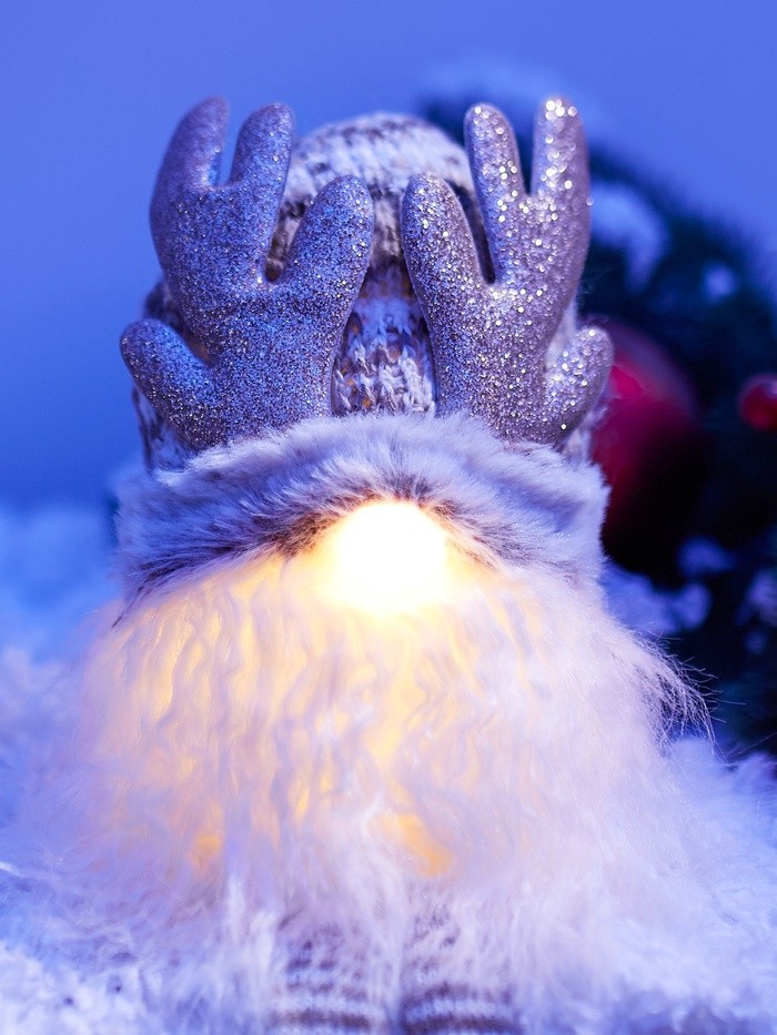 Фигура текстиль «Гном лосяш» 33 см, 1 LED, от батареек AG10×3, свечение тёплое белое