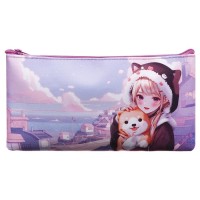 Пенал школьный, текстиль, плоский, 10.8×20.5 см «Аниме. друзья»