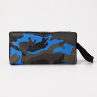 Косметичка на молнии мужская, с ручкой, с принтом «Камуфляж», синяя/чёрная