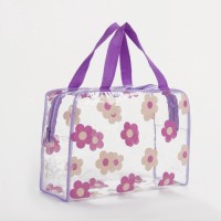 Косметичка-сумка на молнии для бассейна, с ручками, с рисунком «ы», прозрачная/фиолетовая