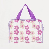 Косметичка-сумка на молнии для бассейна, с ручками, с рисунком «ы», прозрачная/фиолетовая