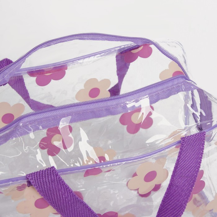 Косметичка-сумка на молнии для бассейна, с ручками, с рисунком «ы», прозрачная/фиолетовая
