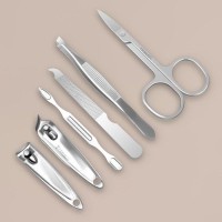 Набор маникюрный «С ЗАБОТОЙ», 6 предметов, в футляре, PVC-коробка, цвет серый