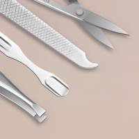 Набор маникюрный «С ЗАБОТОЙ», 6 предметов, в футляре, PVC-коробка, цвет серый