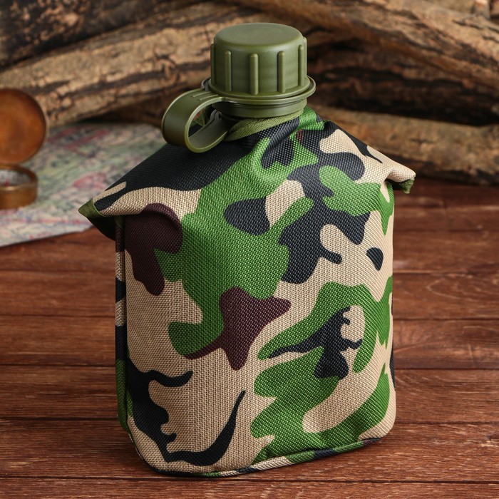 Фляжка «Командор», пластик 1 л, камуфляж зеленый
