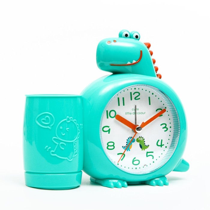 Часы - органайзер с будильником «Динозавр», дискретный ход, d-8 см, 15.8×13.5 см, АА