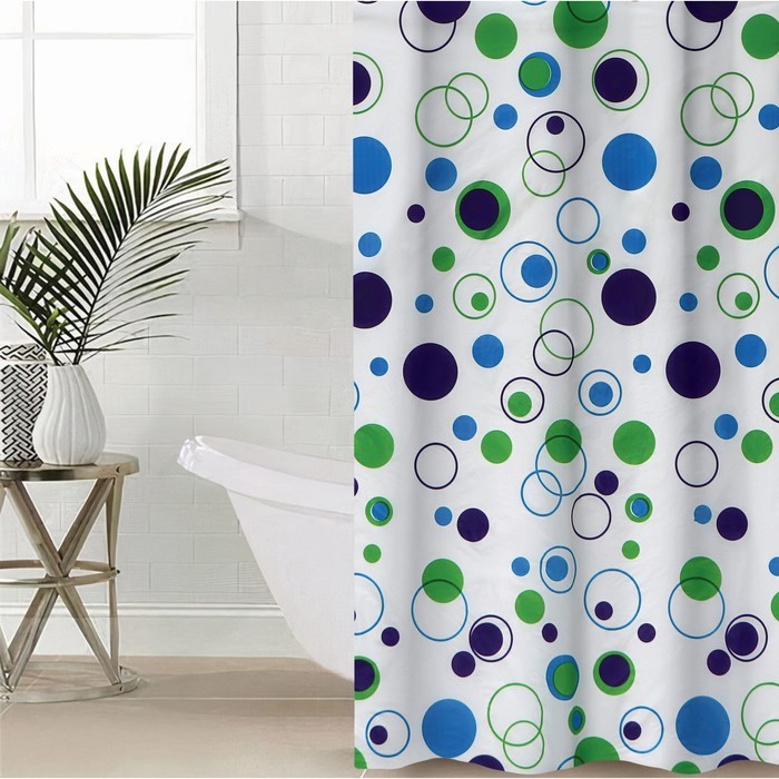 Штора для ванной Доляна «Круги», 180×180 см, PEVA