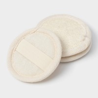 Мочалки для лица Доляна, 3 шт., сизаль, люффа, бежевая