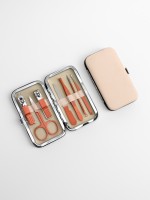 Набор маникюрный, 7 предметов, в футляре, бежевый, розовое золото