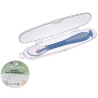 Ложка силиконовая детская на присоске, в контейнере, цвет розовый