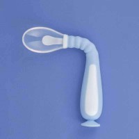 Ложка силиконовая детская на присоске, в контейнере, цвет розовый