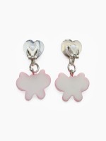 Серьги-клипсы детские «Выбражулька» бабочка драгоценность с сердцем кристалл, розовые