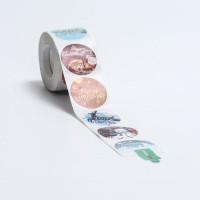 Наклейки   в рулоне "Европейский Новый год", 500 шт,3,8 х 3,8 см