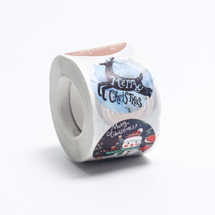 Наклейки   в рулоне "Европейский Новый год", 500 шт,3,8 х 3,8 см