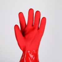 Перчатки хозяйственные с утеплителем Доляна, размер L, длинные манжеты, резиновые, цвет красный