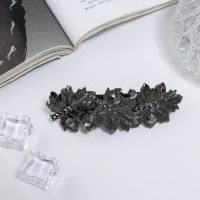 Заколка-автомат для волос "Эйвери" листья, 9 см, чёрный