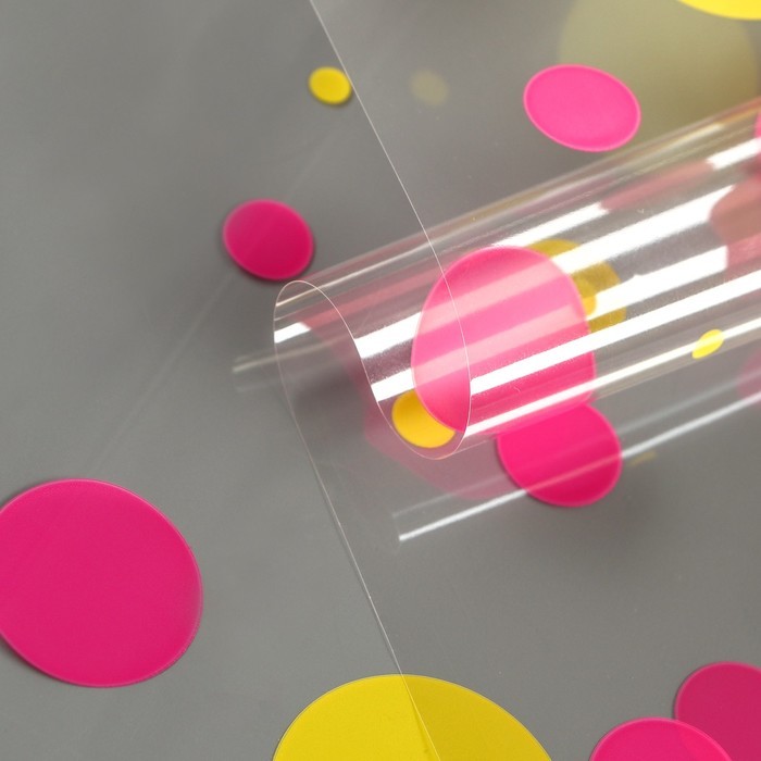 Пленка для цветов «Конфетти» яр.розовый+жёлтый 0.7×8.2 м, 40 мкм