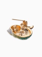 Брошь «Кошечка русалка», цветная в золоте