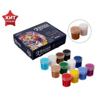 Краска по ткани, набор 12 цветов х 20 мл, морозостойкая, акриловая на водной основе, Calligrata