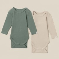 Набор боди 2 шт. SL HOME, рост 62-68 см, цвет бежевый/оливковый