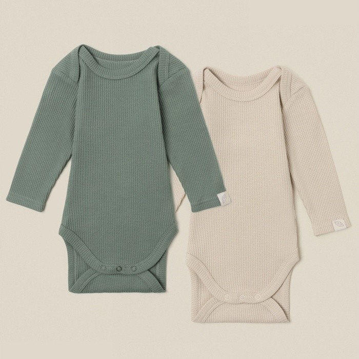 Набор боди 2 шт. SL HOME, рост 62-68 см, цвет бежевый/оливковый