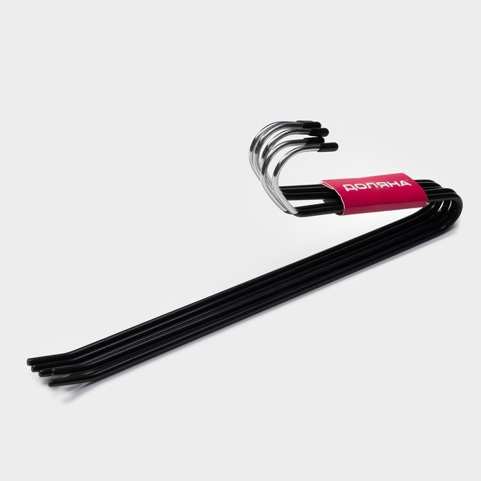 Плечики - вешалки для брюк и юбок антискользящие, одноуровневые, 14,5×35 см, 5 шт, цвет чёрный