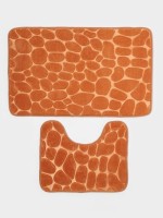 Коврики для ванной и туалета Доляна «Камни», 2 шт., 40×50, 50×80 см, бежевые