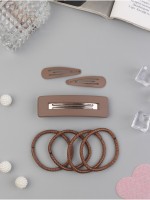 Набор для волос QF «Элери», 4 резинки 6.5 см, автомат 8 см, 2 невидимки 4.5 см, коричневый