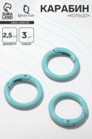 Карабин «Кольцо» d=2,5 см (набор3 шт.), цвет мятный