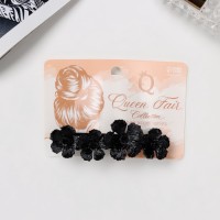 Заколка-автомат для волос "Эстер" цветы, 8 см, чёрный