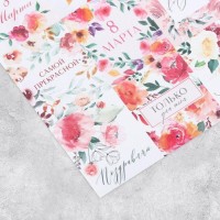 Наклейки бумажные «Акварельные цветы», 8 марта, 11 х 15.5 см