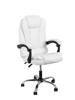 Кресло офисное для руководителя «Клик Мебель», с подлокотниками, на колёсиках, экокожа, цвет белый