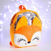 Рюкзак детский для девочки с пайетками «Лиса», 26х24 см, на новый год