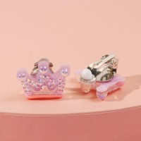 Серьги клипсы детские Выбражулька «Корона», розовые