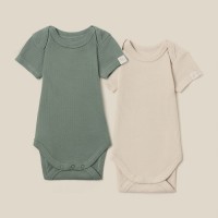 Набор боди 2 шт. SL HOME, рост 62-68 см, цвет бежевый/оливковый