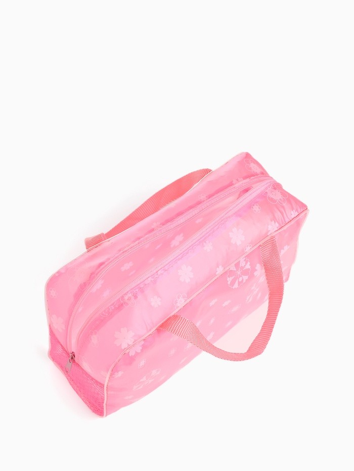 Косметичка-сумка на молнии для бассейна, с сеткой, с ручками, розовая