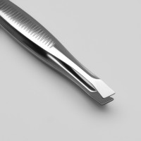 Пинцет скошенный, широкий, 8,5 см, цвет серебристый