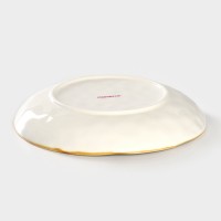 Тарелка глубокая Доляна Organic Gold, 620 мл, d=21.5 см, фарфор, белая