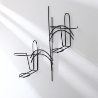 Подвес для кашпо, настенный, на 2 горшка, d = 16 см, чёрный, «Букет»