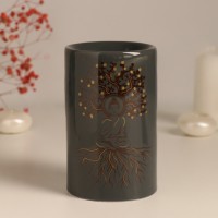 Аромалампа керамика "Фокус на себя" серая с золотом 7,2х7,2х11,6 см