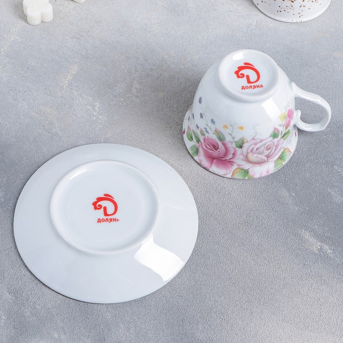 Чайная пара Доляна «Томная роза», чашка 230 мл, блюдце Чайная пара Доляна «Томная роза», чашка 230 мл, блюдце