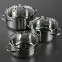 Набор кастрюль «Альта», 3 предмета: 3,2 л, 4,2 л, 5,2 л, капсульное дно, стеклянные крышки