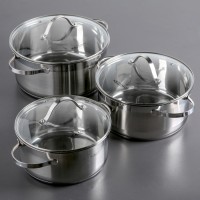 Набор кастрюль «Альта», 3 предмета: 3,2 л, 4,2 л, 5,2 л, капсульное дно, стеклянные крышки