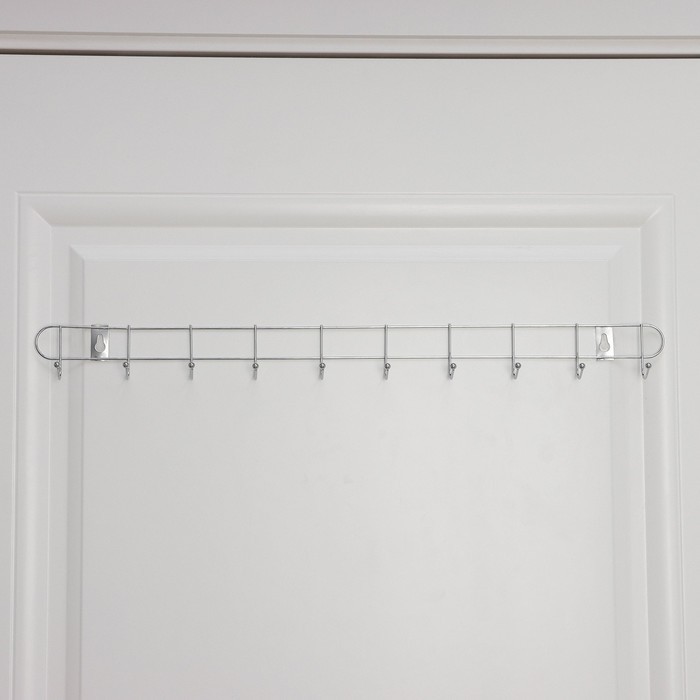 Вешалка настенная Доляна «Лето», 10 крючков, 55×5×3.5 см, хромированная