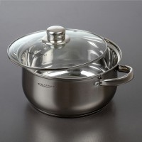 Кастрюля «Гретта», 2,2 л, d=18 см, капсульное дно, стеклянная крышка