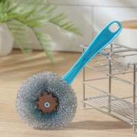 Губка для посуды Доляна «Бублик», с ручкой, металлическая, 15 г, цвет МИКС